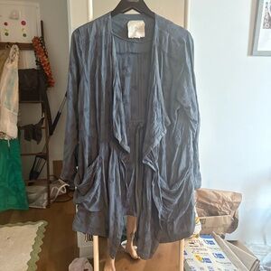 Hei Hei Anthropologie Blue Textured Open jacket in good worn condition